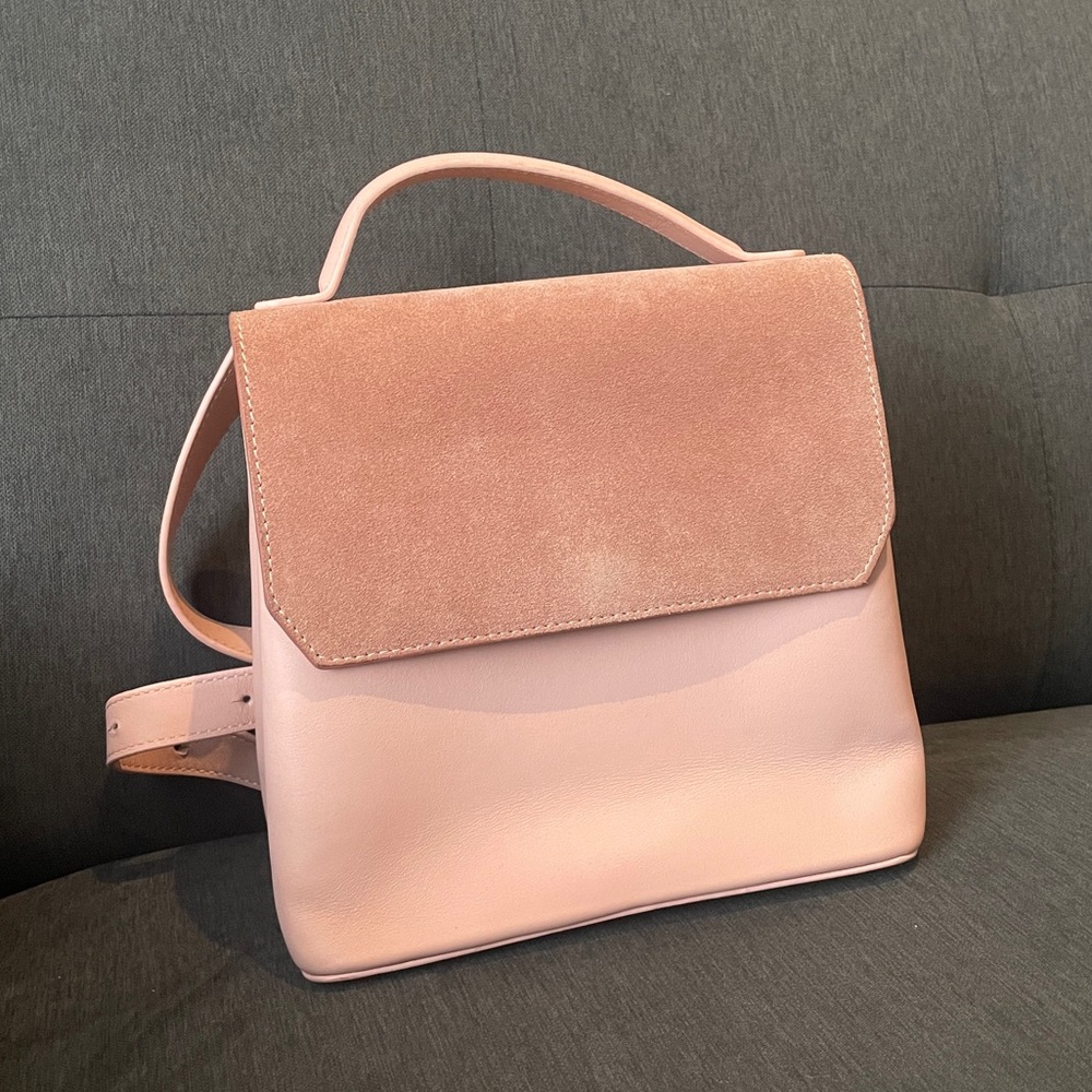 SOLD Mlouye blush pink convertible leather and suede backpack / handbag - Picture 3 of 15